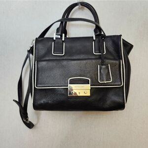 Michael Kors Medium Audrey Satchel classic black & white pebbled leather bag